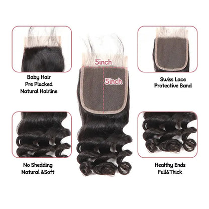 5x5 lace closure loose wave HD lace&Transparent lace
