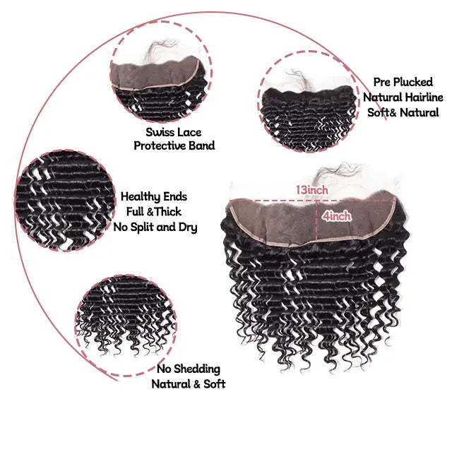 13x4 lace frontal deep wave HD lace&Transparent lace