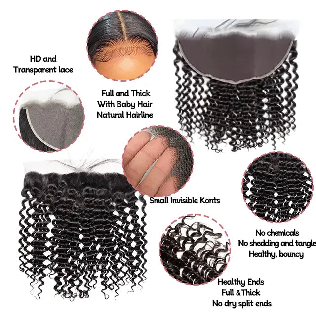 13x6 lace frontal deep wave HD lace&Transparent lace