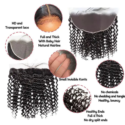 13x6 lace frontal deep wave HD lace&Transparent lace