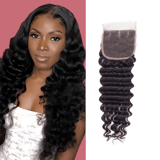 4x4 lace closure deep wave HD lace&Transparent lace
